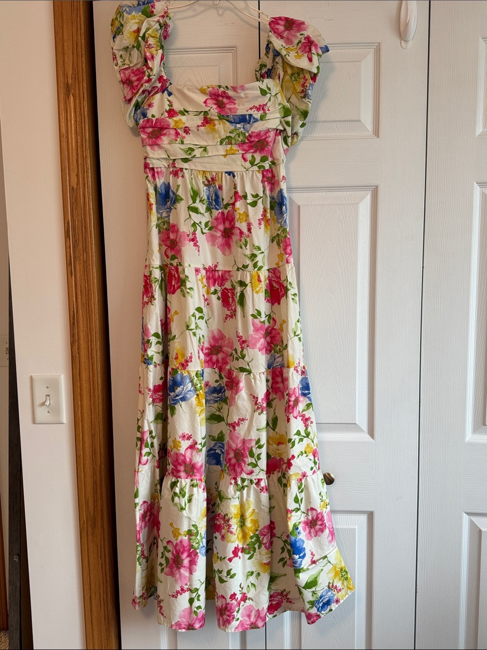 Altar'd State Cream Floral Sundress with Pink, Blue & Yellow Blooms
